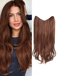 女士假发四夹一体式分层接发（18-28 英寸）合成发 V 形长直夹入式接发日常派对装饰，深棕色