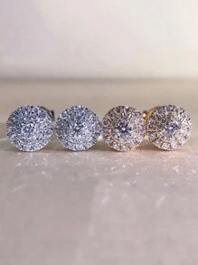 2 chiếc khuyên tai tròn bằng đồng tối giản Cubic Zirconia, quà tặng trang sức thời trang đa năng cho cả nam và nữ - Hoa tai - Xem 3