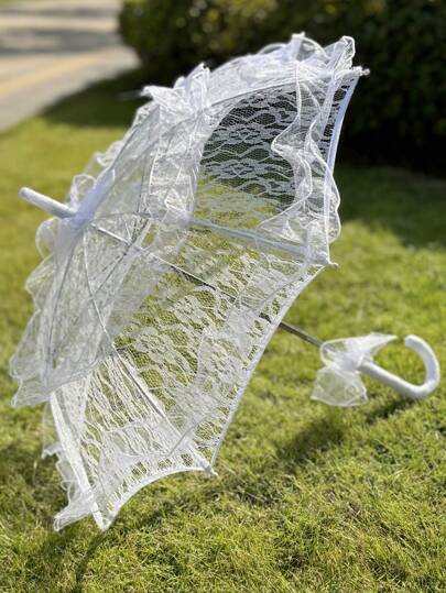 1PC White Lace Parasol Umbrella Tea Party Decorations Birthday Party Supplies Vintage Wedding Accessories For Bridesmaids Gift Photo Props