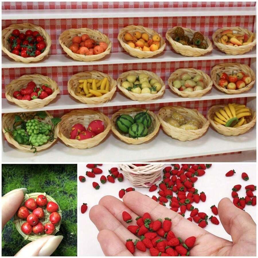 10pcs Random Miniature Clay Fruits For 1_12 Dollhouse Accessorizes And DIY Micro Scenes - Random Colors and Styles - View 1