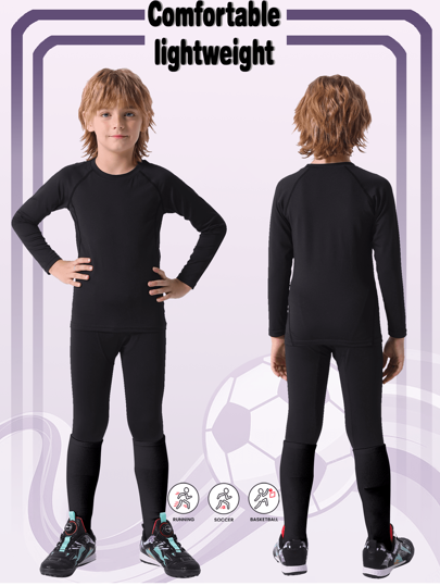2pcs Kids & Teens Casual Sports Training Long Sleeve Sportswear Set, Suitable For Leisure, Sports, 2 Color Options