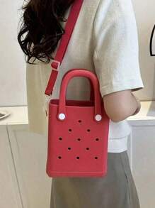 Mini Rubber Summer Beach Bag, Eva Hole Travel Tote Bag, Waterproof Storage Bag For Outdoor Sports Pool Boat,The Best Gift For Mothers On Mother's Day, Fashionable Shoulder Bag, Suitable For Daily Storage, Fashionable Item, Essential For Beach Travel, Vacation Item, Valentine's Day Gift - Multicolor - View 4