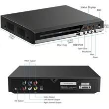 1080P DVD Player All Region Free DVD CD Disc Player AV Output USB Remote Control - US A Type Plug(110-127V) - View 11