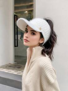 1 件新款韩版时尚百搭休闲个性化高档 M 标志耳罩针织毛绒帽子，适合户外活动和保暖 - 毛線護耳帽 - 查看 8