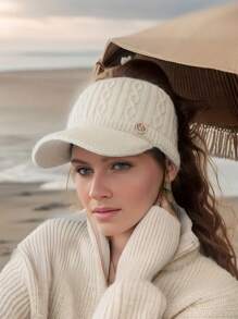 1 件新款韩版时尚百搭休闲个性化高档 M 标志耳罩针织毛绒帽子，适合户外活动和保暖 - 毛線護耳帽 - 查看 4