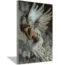 Angel Pictures Wall Art Abstract Angel Canvas Painting Angel Wing Poster Prints Vintage Angel Girls For Office Home Decor, Framed And Ready To Hang. (30x45cm)12x18x1.6inch Framed - trắng - Xem 1
