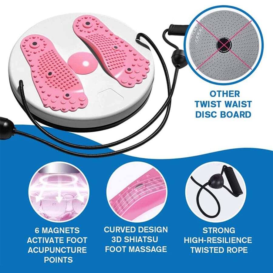 NetHong Waist Twisting Disc, Waist Slimming Balance Rotating Disc Board With Drawstring - Pink - View 1