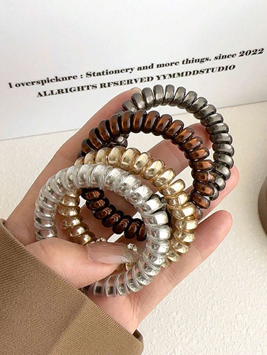 5pcs High Elasticity Spiral Snag-Free Hair Ties, Seamless Hair Ties, Oversized Hair Scrunchies, Ponytail Holder Accessories Ponytail Holders, Hair Bobbles ,Gym Sport Outfit