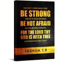 Bible Verse From Joshua 1:9 On Dark Background Large Wooden Framed Wall Art Home Decor Canvas Painting- For Bedroom, Bathroom, Living Room, Office, Kitchen, Holiday Gift- 1pc