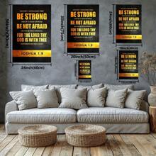 Bible Verse From Joshua 1:9 On Dark Background Large Wooden Framed Wall Art Home Decor Canvas Painting- For Bedroom, Bathroom, Living Room, Office, Kitchen, Holiday Gift- 1pc