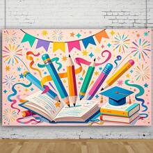 1pc Happy Spring Easter Wreath Background Banner Background Party Supplies Wall Decoration, Suitable For Party Background Environment Celebration And Birthday Commemoration Decoration, , Suitable For Outdoor And Indoor Use