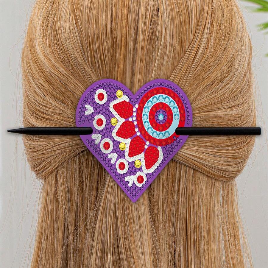 5pcs Diamond Painting DIY Hair Clip Set, Diamond Painting Beginner Set With Cats Claw Pattern, Made Of PU Material, Beautiful Hair Bun Decoration, Great Gift For Hair Accessories And Friends For Valentine's Day