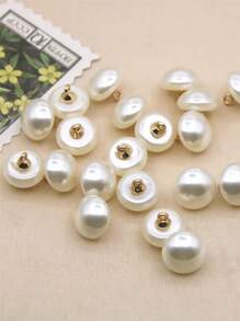 20pcs/set Faux Pearl Decor Button, Simple ABS Geometric Shaped Sewing Button For DIY - White - View 6