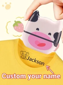 1 件儿童定制姓名卡通签名印章，个性化卡通图案姓名印章，DIY 定制卡通自墨姓名印章，签名姓名印章，儿童服装姓名印章防水，重现您的笔迹签名