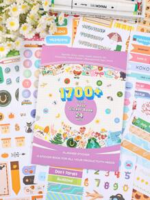 24 页/1700 张计划贴纸 - 剪贴簿笔记本装饰、月度计划个人组织美学贴纸、波西米亚风格计划贴纸书、日历和垃圾日记装饰 - 彩色 - 查看 7