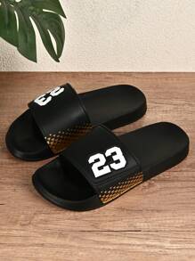 Men's Soft EVA Flat Non-Slip Number 23 Slippers, Comfortable Shower Bathroom Beach Slides, Durable Casual Shoes Suitable For Daily Wear