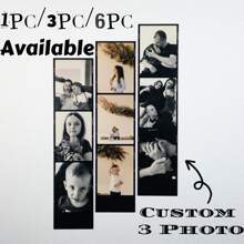 1pc/3pcs/6pcs Custom Photo Strip,Personalized Photo Booth Strip, Movie Strip, Custom Photo Booth Prints, Personalize Photo Booth Prints, Wedding Photo Booth Cards, Photo Booth Strip Frame, Small Gift Save The Date,Valentine's Day Gift, Couple Photos,Valentine's Day Gift, Gift For Friends, Home Decor, Decoration, Personalized Gift, Thanksgiving Gift, New Year Gift, Party Decor,Wedding Decor - Long Black 3 Photos - View 1