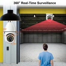 Light Bulb Camera 2K Resolution Home Wifi3MP Security Camera, Intelligent 360 Ptz Indoor/Outdoor Light Bulb Security Camera, Remote Voice Intercom HD Night Vision Light Bulb Security Camera Can Be Used Indoors And Outdoors