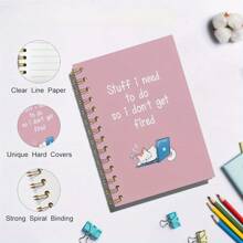 企鹅主题 A5 螺旋笔记本 - 50 页，工作和办公室用精装日记本，企鹅爱好者的可爱礼物，大学横格笔记本，女士笔记本，办公用品 - 14 * 21 厘米/ 5.5x8.3 英寸螺旋笔记本 - 50 张 100 页 - 带有工作日标志、天气标志、备忘录编号和日期标志的日记本，学校用品，返校 - Spiral Notebook - 查看 3