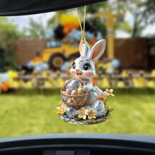 1 pièce Pendentif décoratif multifonctionnel de Pâques, art graphique 2D, design unique en forme d'œuf de lapin à la mode, cadeau de fête idéal, utilisé pour les célébrations de fêtes, les accessoires intérieurs et extérieurs du Nouvel An, cadeau de Pâques idéal, décorations de Pâques, décor de fête de Pâques