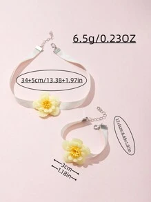 2 件套女孩花丝带项链和手链套装 - 彩色 - 查看 7