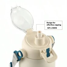 SHOTAY Bình giữ nhiệt cắm trại chân không dung tích lớn bằng thép không gỉ 1500ml/51,24oz, bình nước giữ nhiệt di động có tay cầm đôi có giá đỡ điện thoại ẩn, nắp chống rò rỉ mở một chạm và ống hút, giữ nóng/lạnh cho hoạt động ngoài trời, cắm trại, đi bộ đường dài, lái xe, du lịch - Màu be - Xem 5