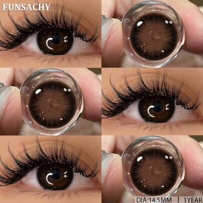 FUNSACHY 1 Pair Soft Colored Contact Lenses, Enhances Eye Makeup, Annual Disposable, 14.0mm-14.5mm, Suitable For Halloween Cosplay