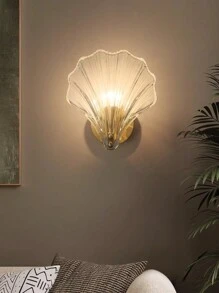 1PC Clear/Amber Color Shell Wall Sconce With Glass Body And Free Bulb, Suitable For Bedroom, Room, Living Room, Corridor Aisle, Bedside Table, Office, Cafe, Halloween, Christmas, New Year, Easter, Ramadan, Etc. Decorative Ambient Wall Sconce