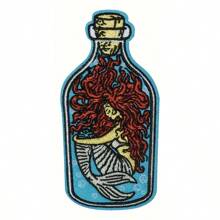 1pc Mermaid In A Bottle Sea Embroidery Patch -Ocean - Iron-On/Sew-On Clothing, Backpack And Hat Applique, DIY Fashion Accessories