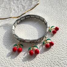 1pc Italy Style Stainless Steel Cherry Pendant Charms Bracelet Component Cute And Detachable Suitable For DIY Making - Cherry - View 8