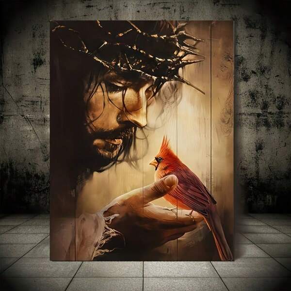 1 Pc Valentine's Day Creative Sparrow Prince Wooden Framed Canvas Painting -  Thickness 2.25cm/0.9inch,Home Gift Decoration, Room Decoration Aesthetic, Wall Decoration Art, Perfect Gift, Autumn And Winter Wall Decoration, Living Room Decoration, Bedroom Decoration, Kitchen Decoration, Entry Decoration, Bathroom Decoration, Direct Wall Painting, High Quality Wall Painting Poster