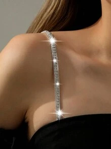 2pcs/Pair Rhinestone Decorated Women's Bra Straps Metallic Backless Bra Underwear Accessories Summer Cooling, Beach, Travel - Multicolor - View 2