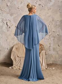Abito elegante a vita svasata con mantella, di alta qualità, adatto per eventi serali, cerimonie, matrimoni e occasioni formali