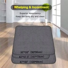 Tappetino riutilizzabile e impermeabile per cani che pipì, con stampa di zampe di cane, tappeto assorbente veloce per letto del cane, tappeto extra large e morbido per il sonno degli animali domestici - Grigio - Visualizzare 2