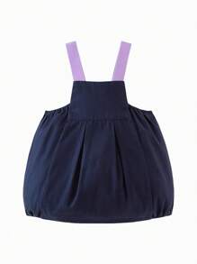 mini bala Váy thêu dây đeo cho bé gái, phong cách bóng bay dễ thương, trang phục mùa xuân cho bé - Denim xanh vừa - Xem 5