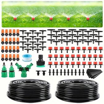 Kit d'irrigation micro pour serre, système d'arrosage automatique pour cour, brumisateur pour plantes, avec tube d'irrigation de 1/4" et asperseurs réglables