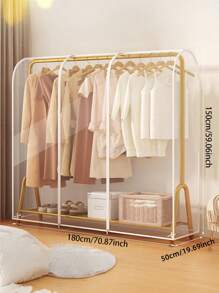 1pc Clear Plastic Garment Rack Cover - Freestanding Double Rod Closet Dust Protector With Full Zipper For Handbags And Clothes Storage - Clear - View 21