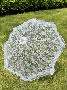 1 件装白色蕾丝阳伞茶会装饰生日派对用品复古婚礼配件伴娘礼物拍照道具 - 彩色 - 查看 12