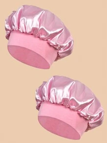 2 buc bonetă de mătase pentru dormit, bonete de păr satinate, bonetă de somn din mătase cu bandă elastică moale, înfășurare de păr din mătase pentru păr creț (negru și roz)