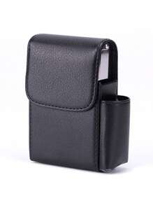 1 Pc PU Leather Men's Cigarette Case Organizer, 20 Gas Lighter Holder Waist Pack Smoking Accessories