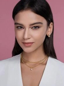 1pc 1 Carat Round Moissanite Pendant Necklace, 18K Gold Plated 925 Sterling Silver, Elegant Multi-Layer Stackable Design, Low Allergy Nickel-Free Material, Brilliant & Luxurious, Perfect Gift For Anniversary, Birthday Or Special Occasions, Comes With GRA Certificate