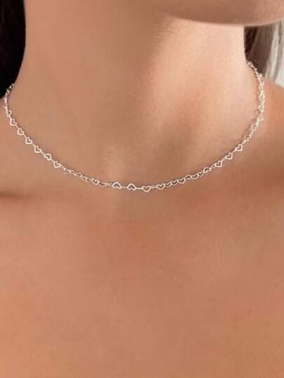 Colar Choker coração amor Banhadas a Prata 925 a ouro 18k