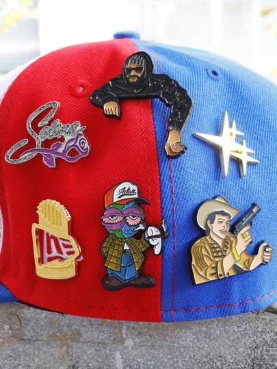 1/2/3/4/6 piezas Clip de gorra de golf con nuevo pasador de metal con diseño de dibujos animados simple, pasador decorativo divertido, insignia de gorra de golf, decoración de gorra de béisbol, letras creativas y de moda, regalo para amigos