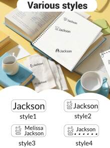 1 件儿童定制姓名卡通签名印章，个性化卡通图案姓名印章，DIY 定制卡通自墨姓名印章，签名姓名印章，儿童服装姓名印章防水，重现您的笔迹签名