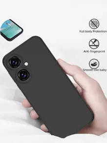 Case Compatible With Vivo - TPU Silicone Phone Cover With Soft Finish - Black Matte Waterproof Shockproof Anti-Fall Scratch Resistant - Black - View 5