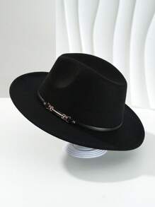 1 chiếc mũ Fedora Jazz thanh lịch bằng polyester thắt lưng đối xứng dành cho nữ, thích hợp để đội hàng ngày và dự tiệc ngày lễ - màu đen - Xem 8