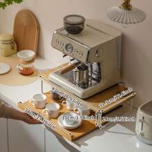 Bamboo Coffee Tea Pod Holder Machine Stand With Hollow Out Drawer Organizer Storage Office - Multicolor - View 3