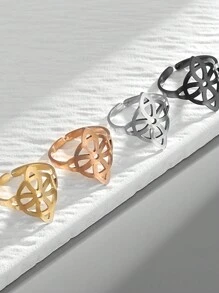 1 Pc Stainless Steel Witch Knot Ring Hollow Celtic Knot Adjustable Open Ring Elegant Fashion Irish Witchcraft Amulet Jewelry