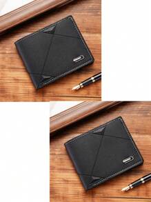 1-3pcs/Set Men's Pu Leather Short Wallet, Fashionable Plaid Soft Wallet, Large Capacity Multi-Card Slots, Can Store Large Bills, Simple Coin Pocket, Credit Card Bank Card ID Card Photo Slot, Business Casual Style, Is An Ideal Gift For Men's Birthday Or Partner, Youth Fashion Style For Men And WomenLarge Capacity Multi-Card Slots,Business Casual Style,Birthday Gift,Graduation Gift,Father's Day Gift - Multicolor - View 17