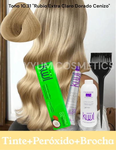 Kit brocha y tinte KÜÜL - Color System Tinte para Cabello Permanente Color System 90ml en Crema con Aceite de Coco y Colágeno, Prolonga la Intensidad del Color, Aporta Hidratación, Brillo y Sedosidad